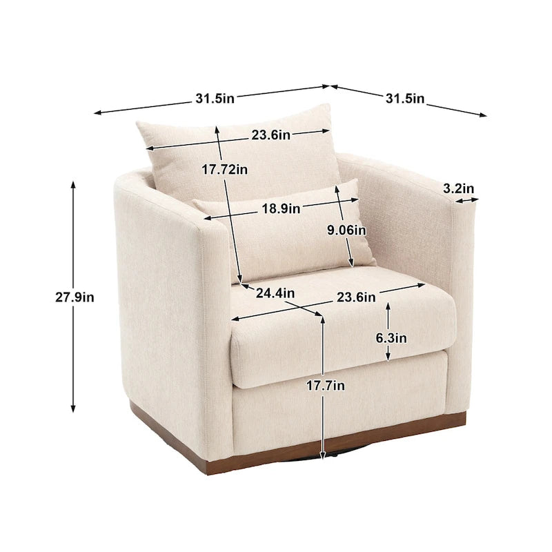 Swivel Barrel Chair, Comfy Round Accent Sofa Chair for Living Room, 360 Degree Swivel Barrel Club Chair