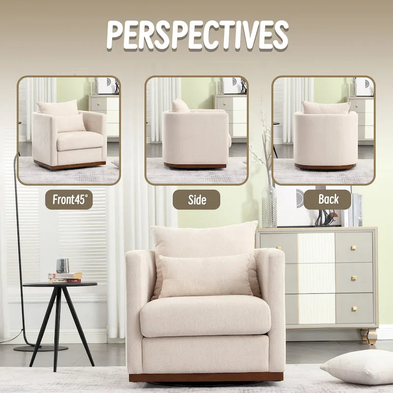 Swivel Barrel Chair, Comfy Round Accent Sofa Chair for Living Room, 360 Degree Swivel Barrel Club Chair