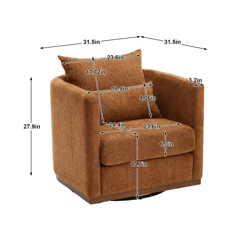 Swivel Barrel Chair, Comfy Round Accent Sofa Chair for Living Room, 360 Degree Swivel Barrel Club Chair