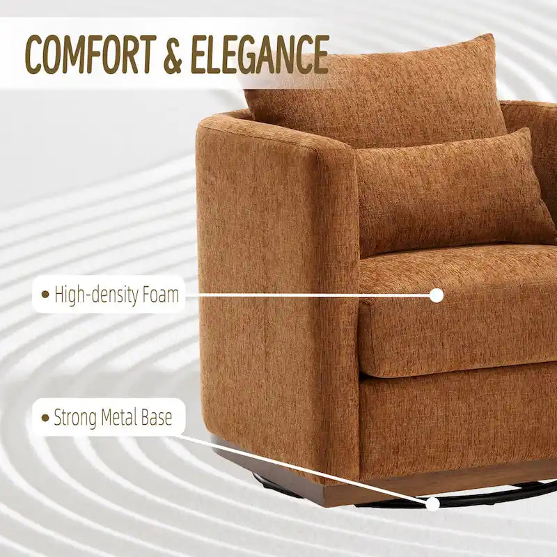 Swivel Barrel Chair, Comfy Round Accent Sofa Chair for Living Room, 360 Degree Swivel Barrel Club Chair