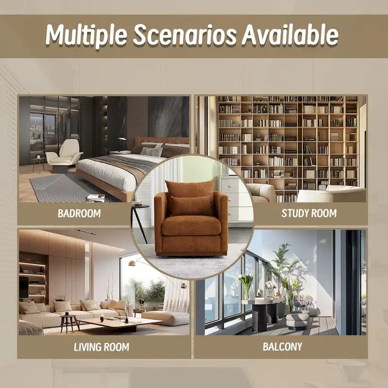 Swivel Barrel Chair, Comfy Round Accent Sofa Chair for Living Room, 360 Degree Swivel Barrel Club Chair