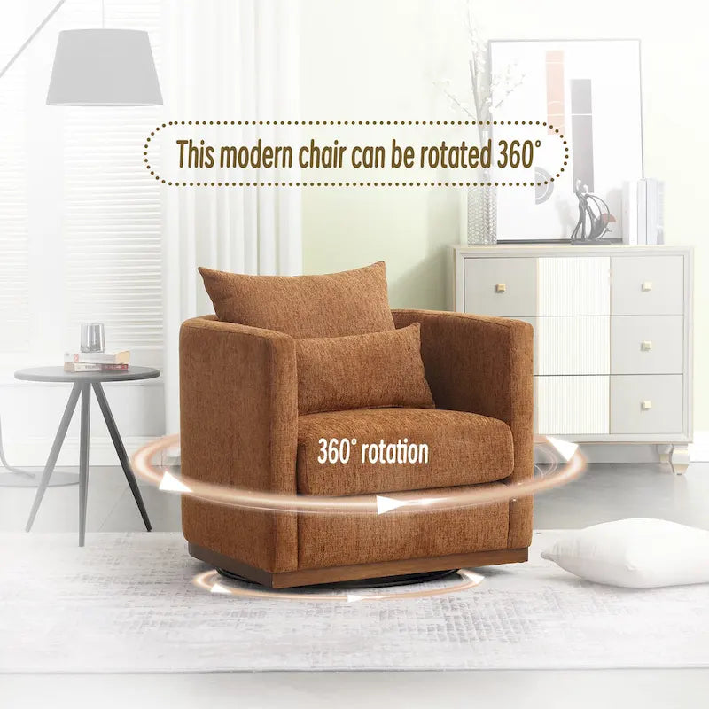 Swivel Barrel Chair, Comfy Round Accent Sofa Chair for Living Room, 360 Degree Swivel Barrel Club Chair