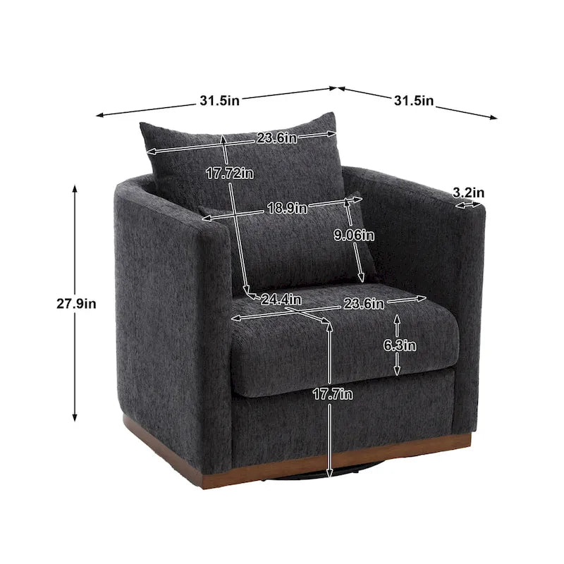 Swivel Barrel Chair, Comfy Round Accent Sofa Chair for Living Room, 360 Degree Swivel Barrel Club Chair
