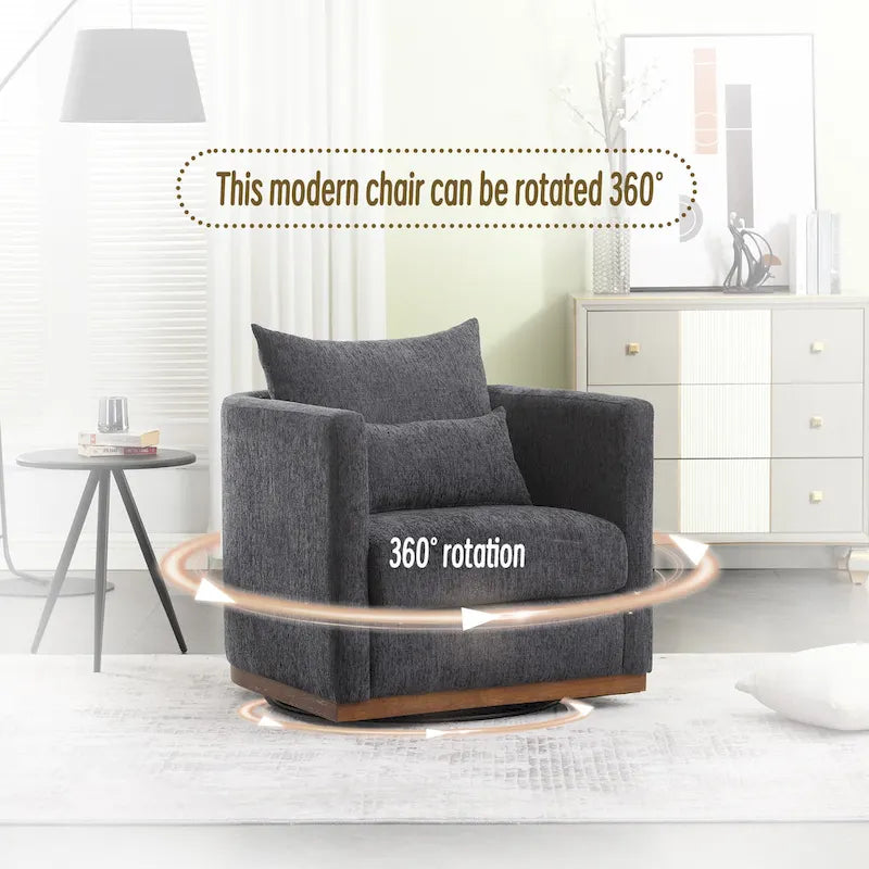 Swivel Barrel Chair, Comfy Round Accent Sofa Chair for Living Room, 360 Degree Swivel Barrel Club Chair