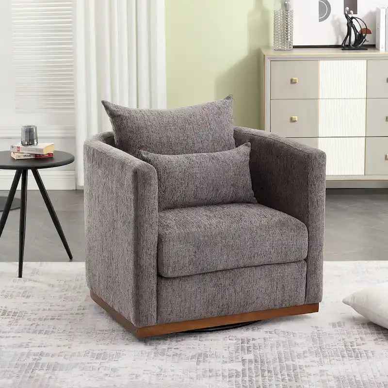 Swivel Barrel Chair, Comfy Round Accent Sofa Chair for Living Room, 360 Degree Swivel Barrel Club Chair
