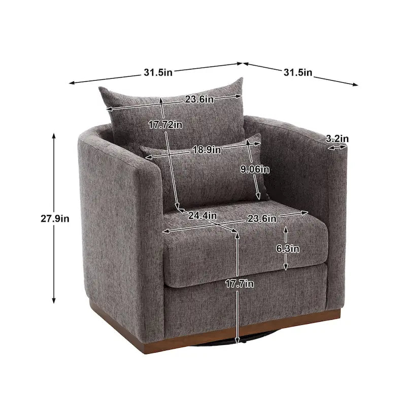 Swivel Barrel Chair, Comfy Round Accent Sofa Chair for Living Room, 360 Degree Swivel Barrel Club Chair