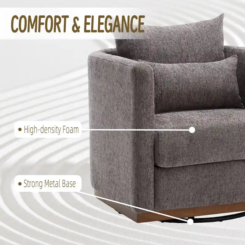 Swivel Barrel Chair, Comfy Round Accent Sofa Chair for Living Room, 360 Degree Swivel Barrel Club Chair