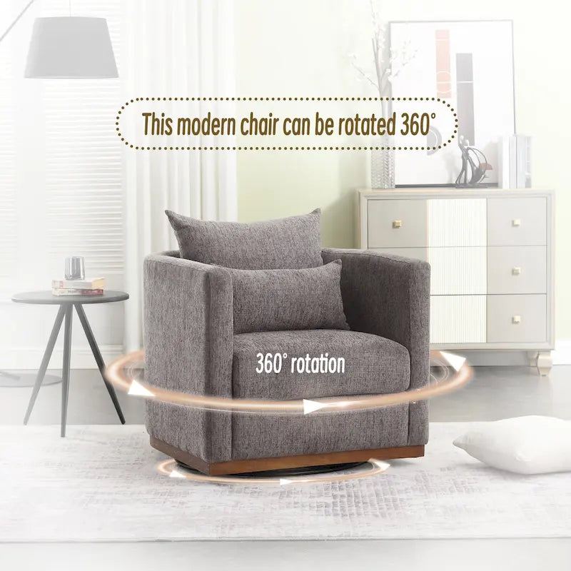 Swivel Barrel Chair, Comfy Round Accent Sofa Chair for Living Room, 360 Degree Swivel Barrel Club Chair