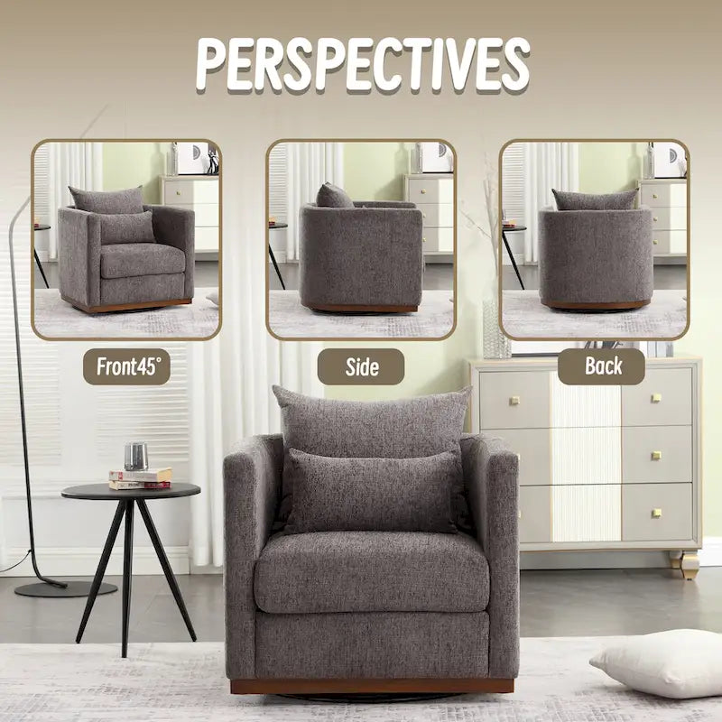 Swivel Barrel Chair, Comfy Round Accent Sofa Chair for Living Room, 360 Degree Swivel Barrel Club Chair