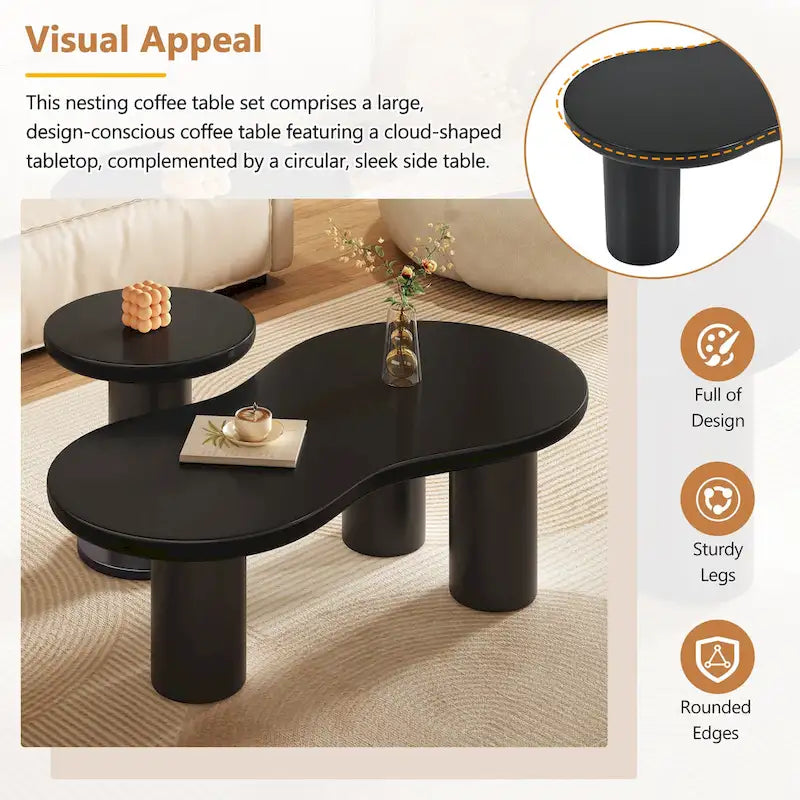 Cloud Coffee Table with Round Small Side Table