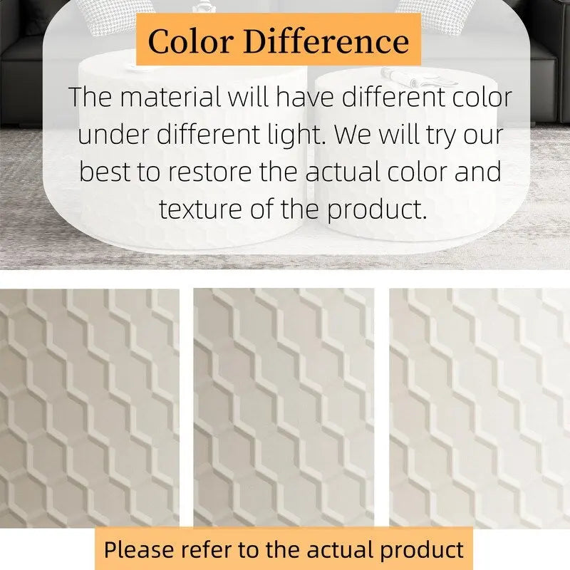 Stylish and Minimalist Nesting Coffee Table Set with Honeycomb Design, Modern Round Coffee Table, Drum Circle Coffee Table