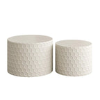Stylish and Minimalist Nesting Coffee Table Set with Honeycomb Design, Modern Round Coffee Table, Drum Circle Coffee Table