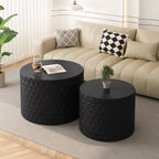 Stylish and Minimalist Nesting Coffee Table Set with Honeycomb Design, Modern Round Coffee Table, Drum Circle Coffee Table