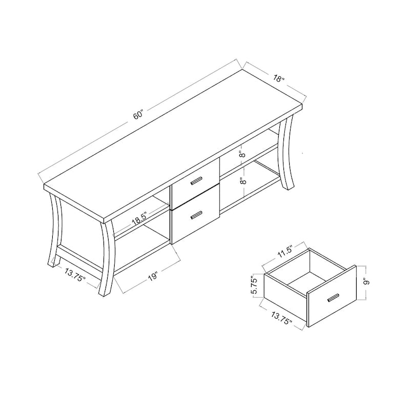 Lynarra Contemporary 2-Drawer TV Console with Open Shelving by Furniture of America