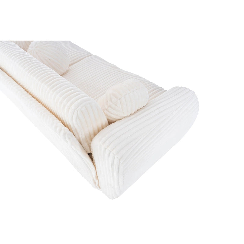 84.4 Corduroy 3-Seater Sofa with Solid Wood Frame, Comfortable Cushions