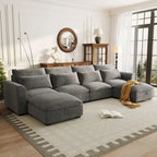 Roomfitters U-Shaped Modular Corner Sofa with Two Ottomans, Freely Transformable for Living Rooms, Studies, Home Theaters