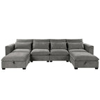 Roomfitters U-Shaped Modular Corner Sofa with Two Ottomans, Freely Transformable for Living Rooms, Studies, Home Theaters