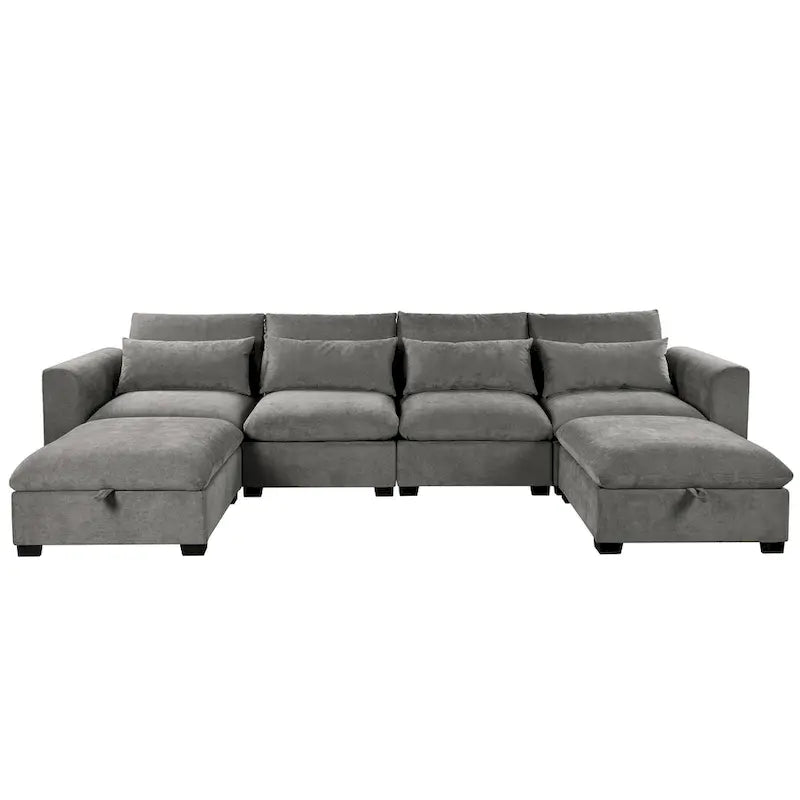 Roomfitters U-Shaped Modular Corner Sofa with Two Ottomans, Freely Transformable for Living Rooms, Studies, Home Theaters