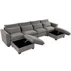 Roomfitters U-Shaped Modular Corner Sofa with Two Ottomans, Freely Transformable for Living Rooms, Studies, Home Theaters