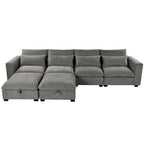 Roomfitters U-Shaped Modular Corner Sofa with Two Ottomans, Freely Transformable for Living Rooms, Studies, Home Theaters