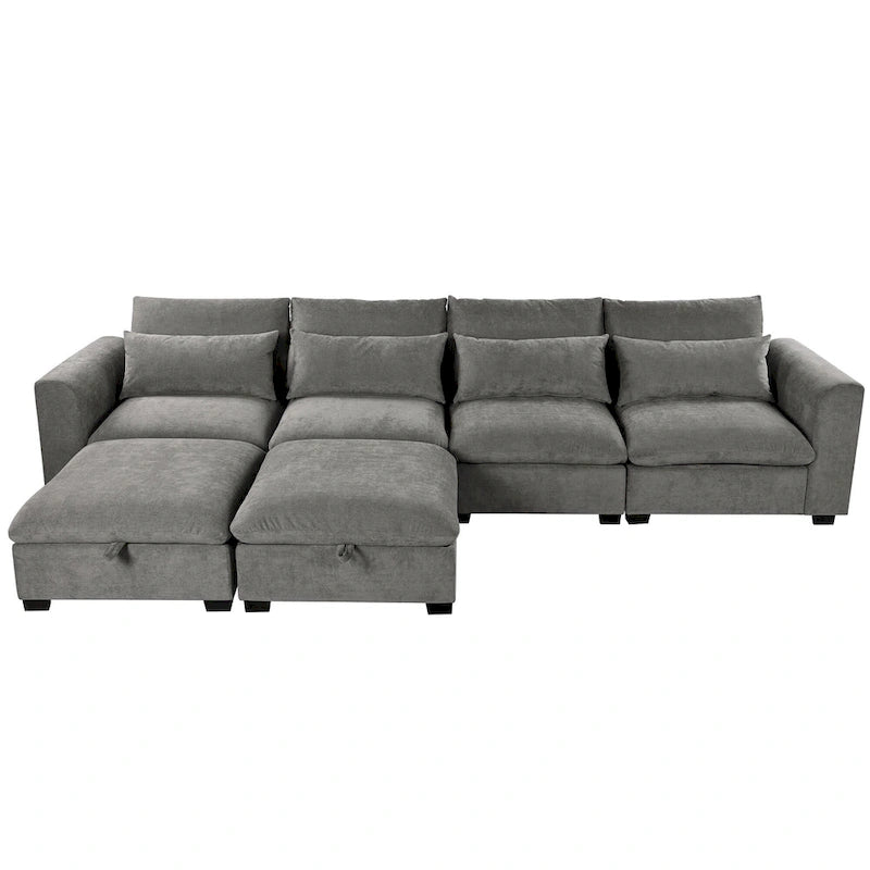 Roomfitters U-Shaped Modular Corner Sofa with Two Ottomans, Freely Transformable for Living Rooms, Studies, Home Theaters