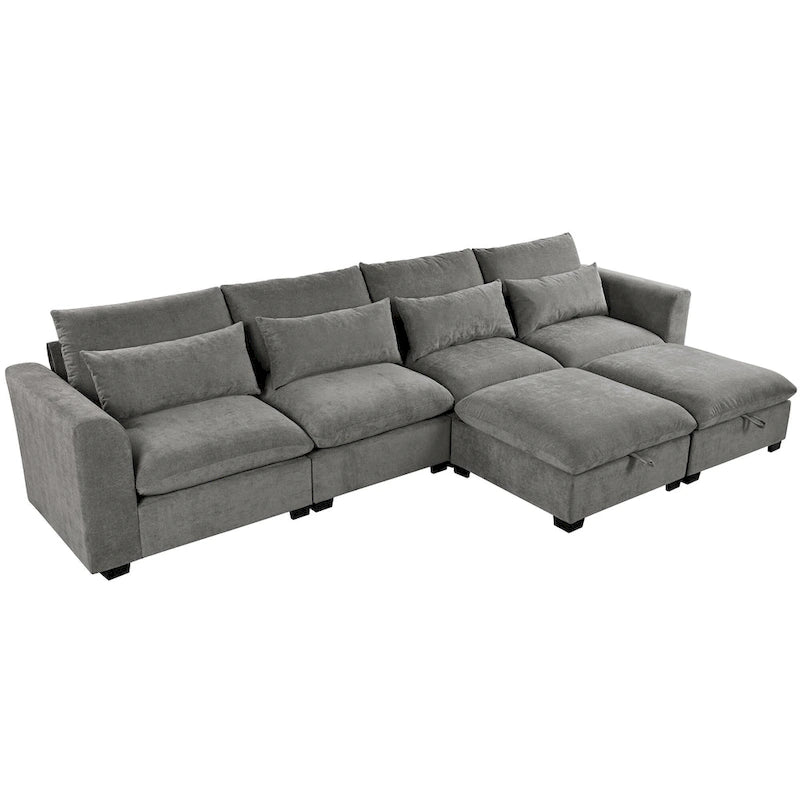 Roomfitters U-Shaped Modular Corner Sofa with Two Ottomans, Freely Transformable for Living Rooms, Studies, Home Theaters