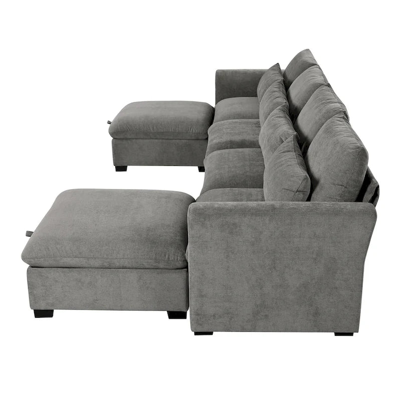 Roomfitters U-Shaped Modular Corner Sofa with Two Ottomans, Freely Transformable for Living Rooms, Studies, Home Theaters
