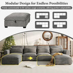 Roomfitters U-Shaped Modular Corner Sofa with Two Ottomans, Freely Transformable for Living Rooms, Studies, Home Theaters