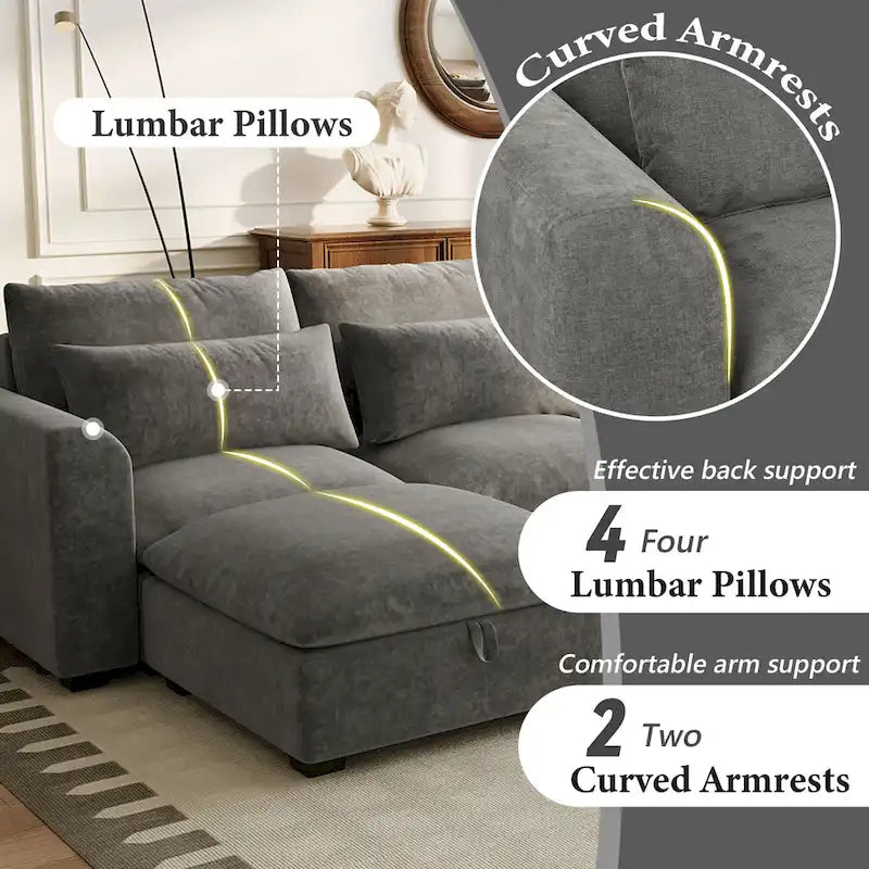 Roomfitters U-Shaped Modular Corner Sofa with Two Ottomans, Freely Transformable for Living Rooms, Studies, Home Theaters