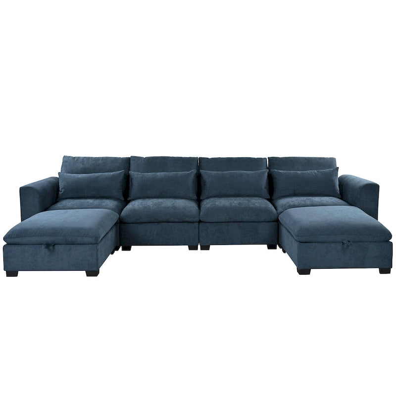 Roomfitters U-Shaped Modular Corner Sofa with Two Ottomans, Freely Transformable for Living Rooms, Studies, Home Theaters