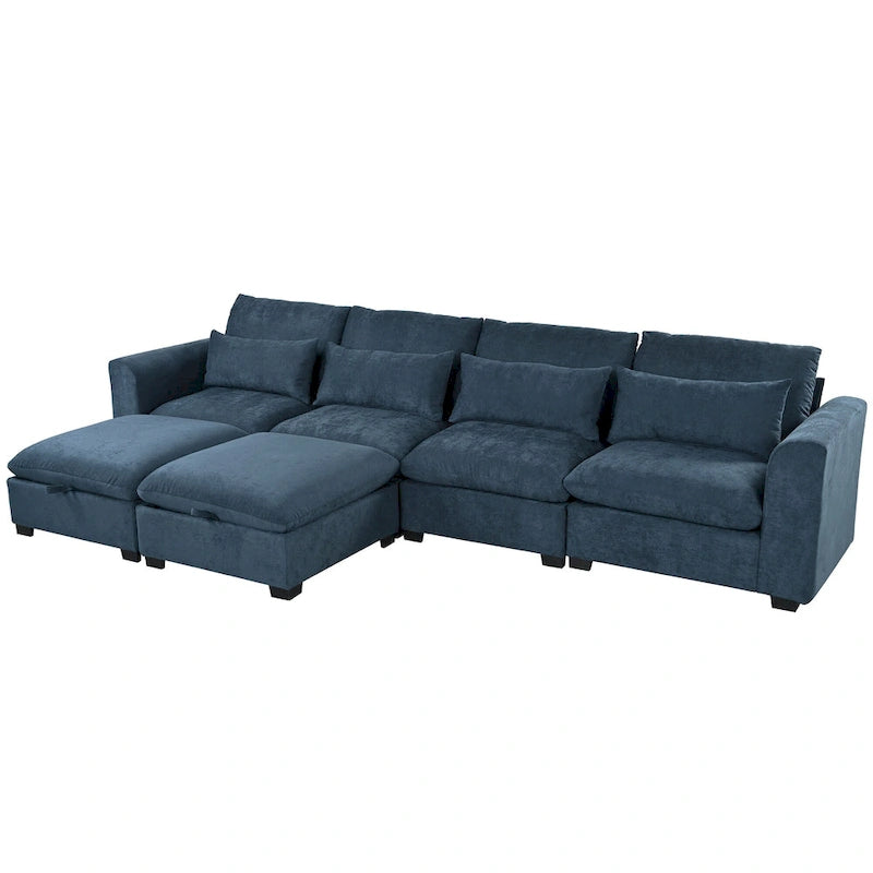 Roomfitters U-Shaped Modular Corner Sofa with Two Ottomans, Freely Transformable for Living Rooms, Studies, Home Theaters