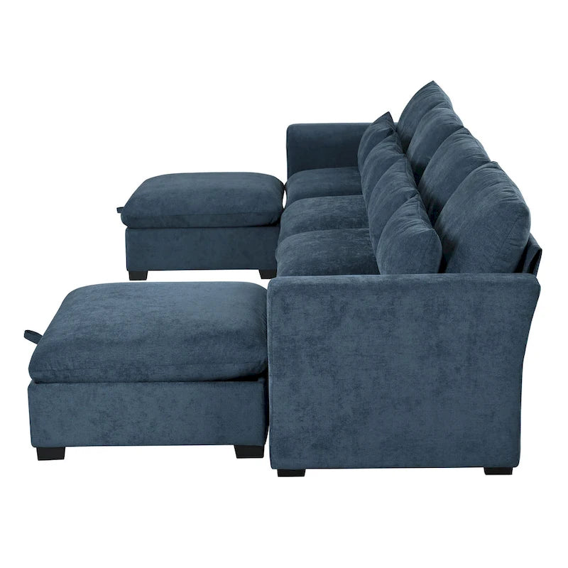 Roomfitters U-Shaped Modular Corner Sofa with Two Ottomans, Freely Transformable for Living Rooms, Studies, Home Theaters