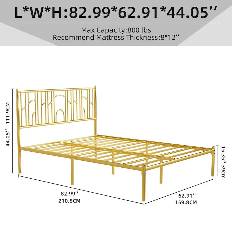 Queen Platform Bed with Decorative Finial Posts & Underbed Storage, No Box Spring Needed