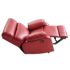 Faux Leather Upholstered Reclining Chair with Padded Arms - 39 - Red