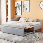 L-Shaped Upholstered Daybed with Pop Up Trundle