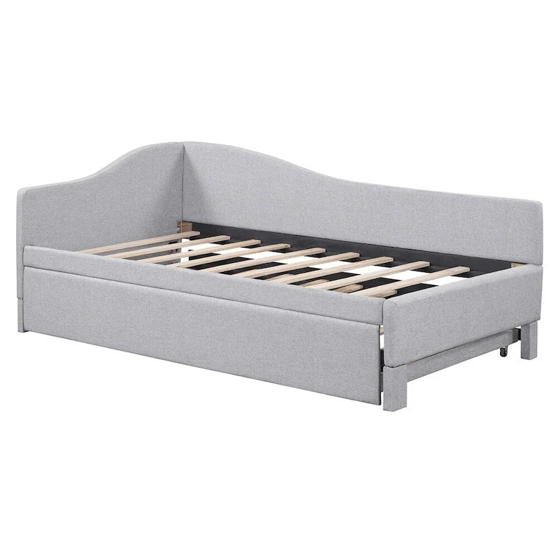 L-Shaped Upholstered Daybed with Pop Up Trundle