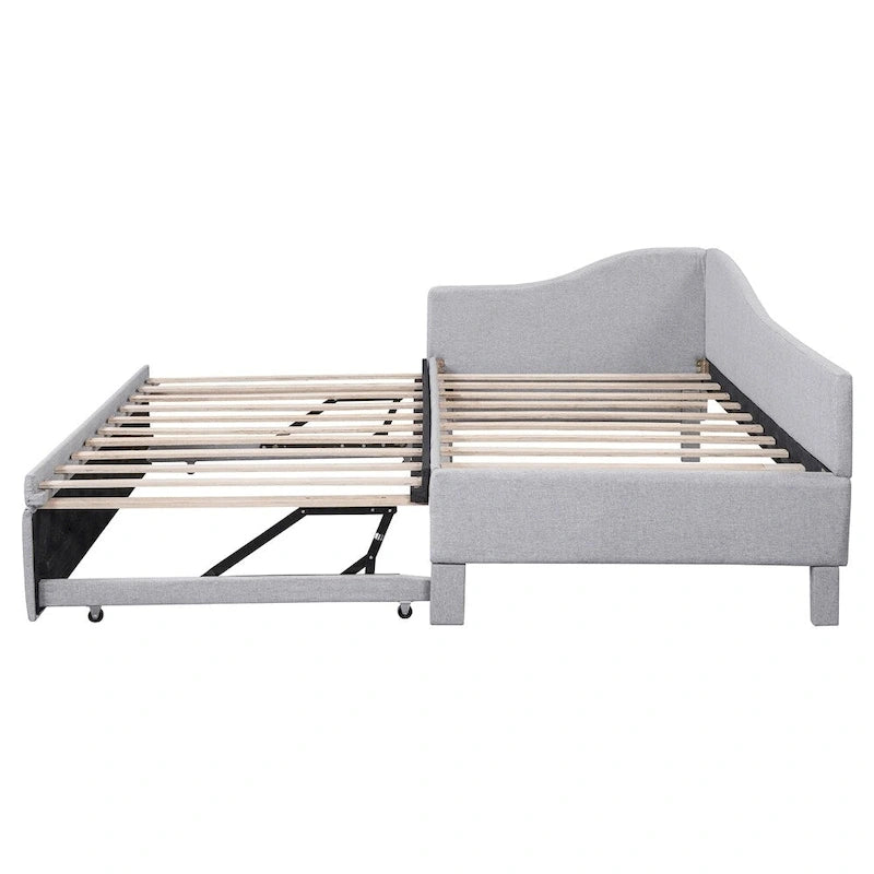 L-Shaped Upholstered Daybed with Pop Up Trundle