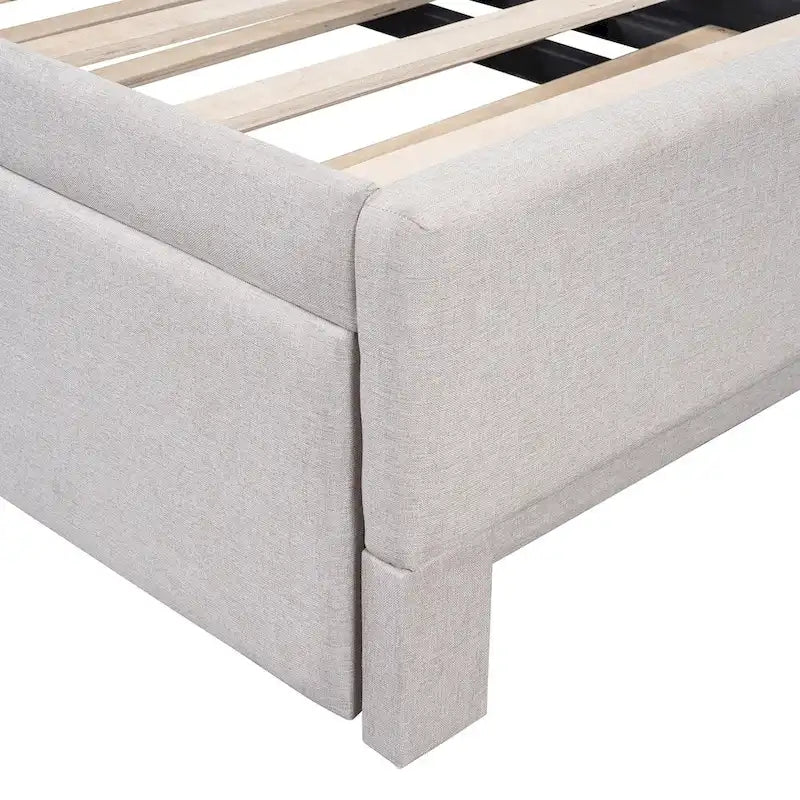 L-Shaped Upholstered Daybed with Pop Up Trundle