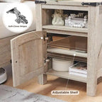 Farmhouse Nightstand with Charging Station, Wood End Table, Side Table