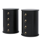 No Assembly Round Solid Wood End Table, Small Side Table with Drawers