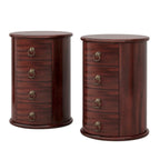 No Assembly Round Solid Wood End Table, Small Side Table with Drawers