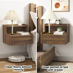 Anmytek Set of 2 Modern Floating Bedroom Nightstand with Storage Drawer and Open Shelf