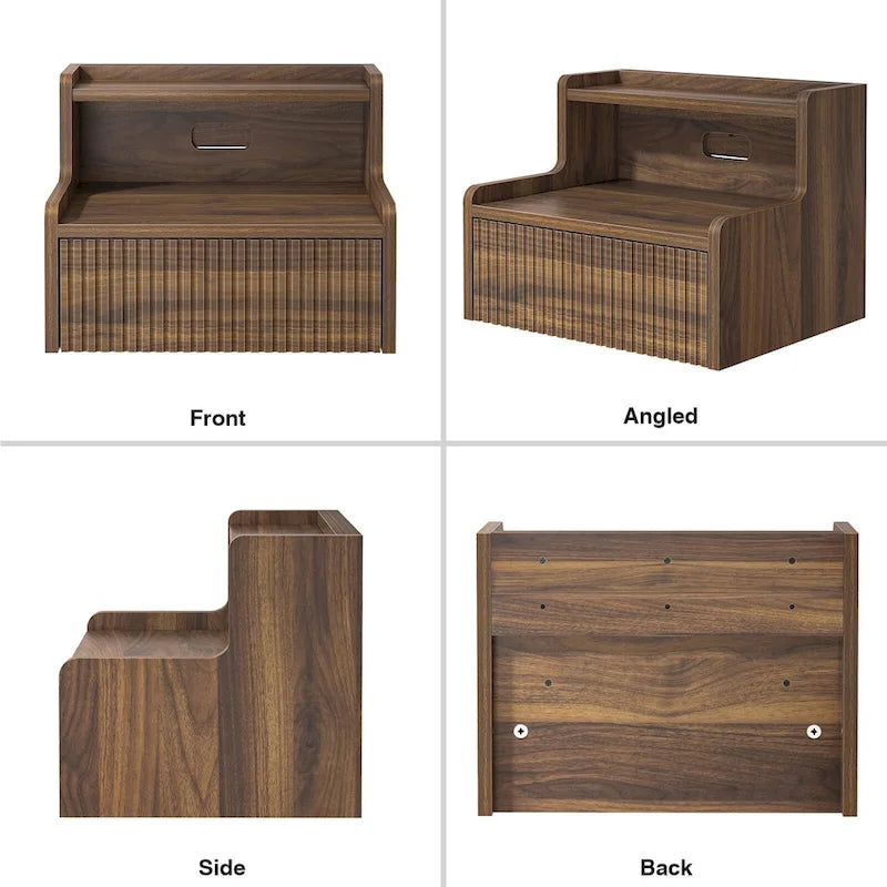 Anmytek Set of 2 Modern Floating Bedroom Nightstand with Storage Drawer and Open Shelf