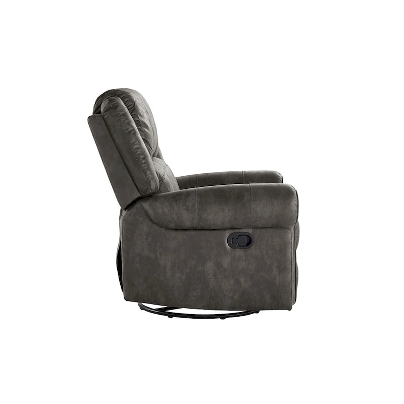 Monroe Polished Microfiber Nailhead Swivel Glider Recliner by iNSPIRE Q Classic
