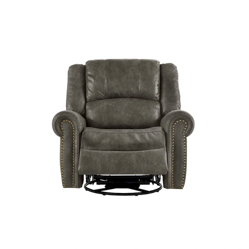 Monroe Polished Microfiber Nailhead Swivel Glider Recliner by iNSPIRE Q Classic
