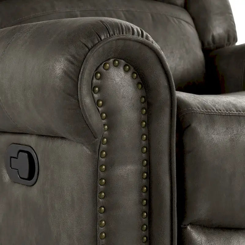 Monroe Polished Microfiber Nailhead Swivel Glider Recliner by iNSPIRE Q Classic