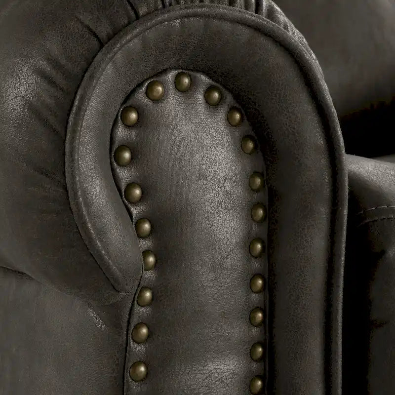 Monroe Polished Microfiber Nailhead Swivel Glider Recliner by iNSPIRE Q Classic