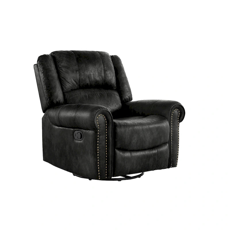 Monroe Polished Microfiber Nailhead Swivel Glider Recliner by iNSPIRE Q Classic