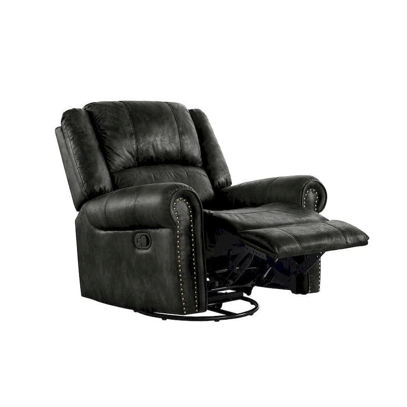 Monroe Polished Microfiber Nailhead Swivel Glider Recliner by iNSPIRE Q Classic
