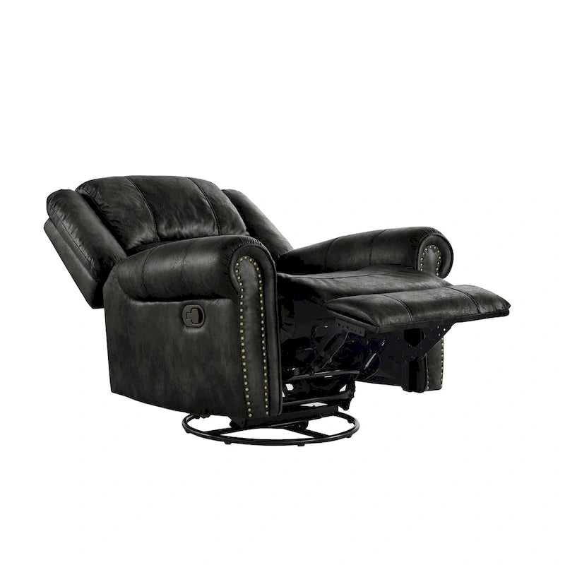 Monroe Polished Microfiber Nailhead Swivel Glider Recliner by iNSPIRE Q Classic